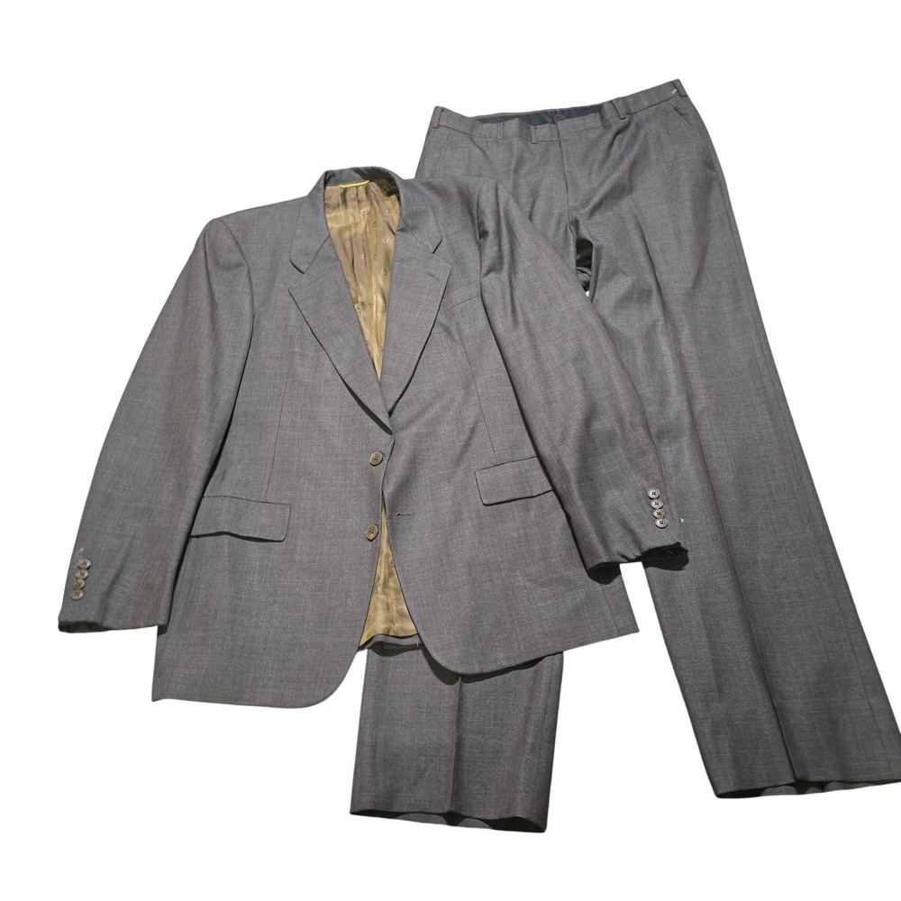 vintage Christian Dior 42R 38x34 Suit Mens Brown Wool 2 Piece Blazer Trousers